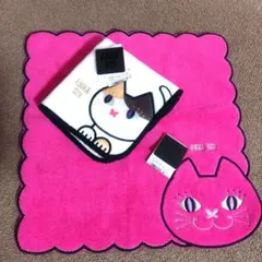 ANNA SUI 猫柄タオルハンカチ ピンク