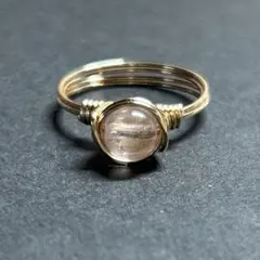 WR693G 天然石 パワーストーン ワイヤーリング クンツァイト 6mm