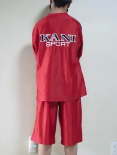 [希少] KARL KANI セットアップ　ジャージ　半袖　ビックロゴ　L 希少] KARL KANI セットアップ ジャージ 半袖 ビックロゴ L