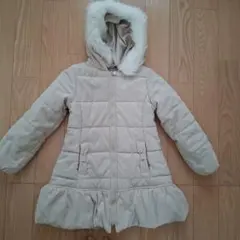 3can4onベージュ ファー付き ダウンコート　120