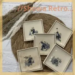 未使用　昭和レトロ　ヴィンテージ　小皿　角皿　5枚セット