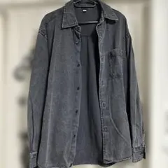 GU ダークグレー デニム長袖シャツ