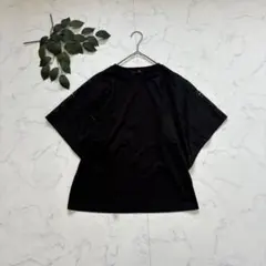 Aga 刺繍 カットワーク袖ブラウスブラック9号ゆったり後ろタックサイド 