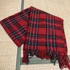 赤 チェック柄 マフラー