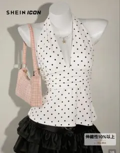 SHEIN ドット柄 ホルターネック キャミソール ホワイトのサムネイル