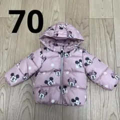 美品　H&M ミッキーミニー ダウン 70 フード取り外し可能　ピンク