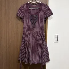 【破れあり】axes femme ストライプ ワンピース ボルドー レース M