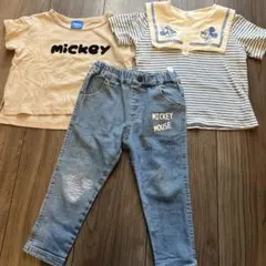 ミッキー　ディズニー　Tシャツとデニムパンツセット　90