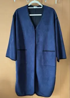 ネイビー スエード風 ロングコート