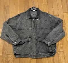 グレー デニムジャケット ジップアップ
