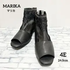 新品》マリカ 4Eサマーブーツサンダル 黒 レディース 幅広 オープントゥ 春夏