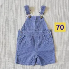 プチバトー　6m/67cm　70　コットンストライプオーバーオール　#458