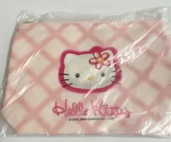 ハローキティ チェック柄ポーチ　ピンク　第一勧業銀行