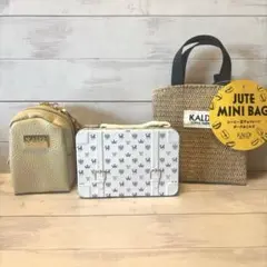 カルディ　ミニトランク缶　ジュートミニバッグ　ミニチュアバッグパック　ホワイト
