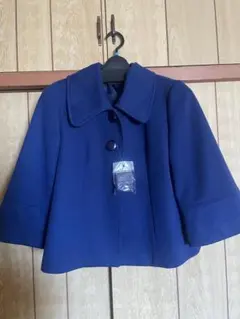 【C.D.S. BASIC】ブルー　ショートコート　七分袖　ポンチョ