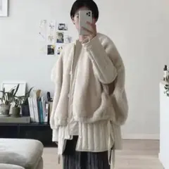 CLANE レイヤードダウンコート 白 ボア size 2 17101-0011