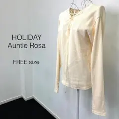 ホリデーアンティローザ レースアップ ワッフル長袖カットソー
