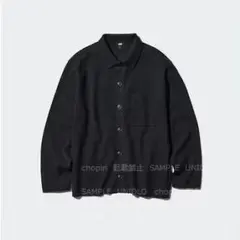 ミラノリブシャツカーディガン　BLACK　UNIQLO