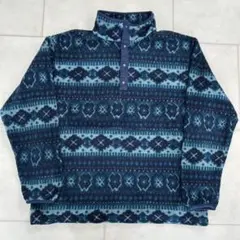 80s USA製 L.L.Bean 総柄 フリース スナップT
