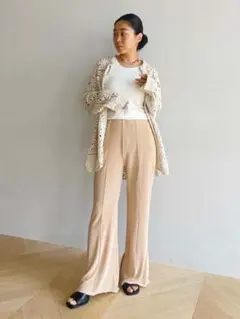 新品SeaRoomlynn BACKスリットGLOSS RIBパンツ ベージュM