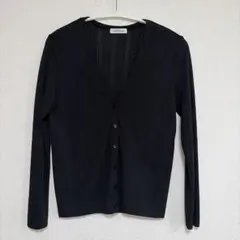 NEWYORKER 薄手カーディガン 透かし柄　黒　細身　美品のサムネイル