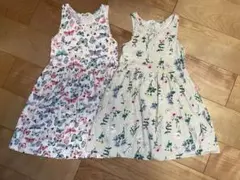 H&Mのかわいいワンピース(花柄と蝶柄) 2着セット 122/128 120cm