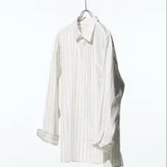 UNIQLO ホワイト ストライプ 長袖シャツ