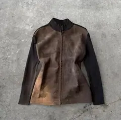 00s archive y2k レザー切替 ジップアップニット SULLEN