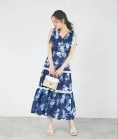 Mystrada リボンブロッサムワンピース（ネイビー）Mサイズ - メルカリ