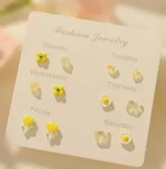 花モチーフ ピアスセット 6個