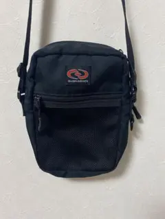 黒 ナイロン ショルダーバッグ メッシュポケット付き