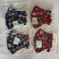 ハンドメイド祭り柄布製マスク 4枚セット M/L