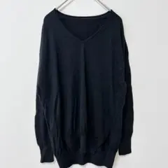 ミッシェルクラン シルク混 長袖ニット セーター M 黒 コットン Vネック