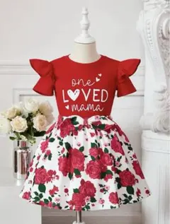 女の子セットアップ　上下セット　花柄スカート