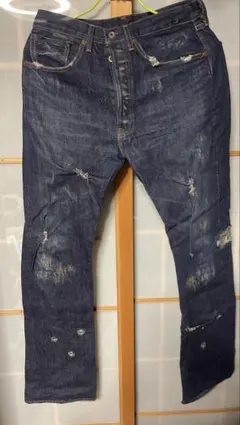 ダメージ加工 ダークブルーデニムパンツ