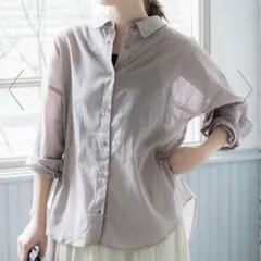 coca コカ　ガーゼシャツ　グレージュ　L