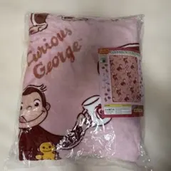 おさるのジョージ　 フランネルボアブランケット　ピンク