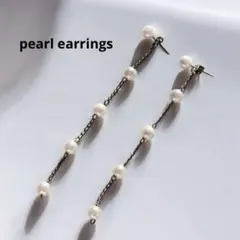 5連　パールピアス　本真珠　ホワイト　金具ゴールド