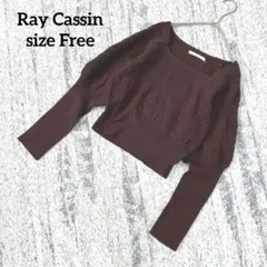 【レイカズン】パフスリーブ トップス シャーリング ブラウン Free ショート