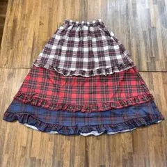 【未使用】 レディース ロングフレアスカート チェック柄