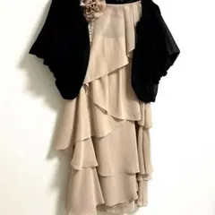 派手すぎない大人っぽいフリルのピンクベージュ！ドレスのみ