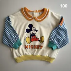 新品 (100) はるぴのママ コラボ ミッキー トレーナー 綿100% 裏毛