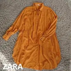 [美品]ZARA ロングシャツ ザラ フレアシャツ ロングワンピース