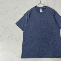 adidas ロゴ プリント 杢調 クルーネック ドライ 半袖 Tシャツ M