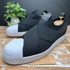 美品✨adidas アディダス SST スリッポン 28 スニーカー クロス 黒