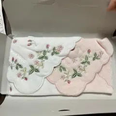 ウェッジウッド♡花柄刺繍 タオルハンカチ 2枚セット