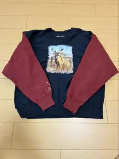 Champion スウェット 鹿プリント バイカラー 〝Ta〟
