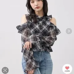 【未使用】INGNI(イング) 2Wayリボン肩あきフリルブラウス オフショル