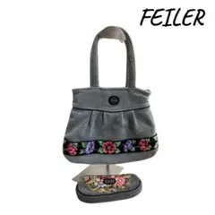 FEILER 花柄刺繍 トートバッグ，ポーチセット