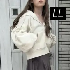しまむら まんちゃん コラボ 裏起毛ZIPパーカー LL 濃白